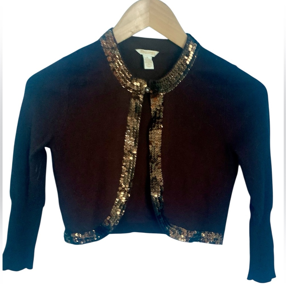 Abercrombie & Fitch VTG Y2K Brown Wool Blend Sequin Trim Cropped Cardigan Rare S